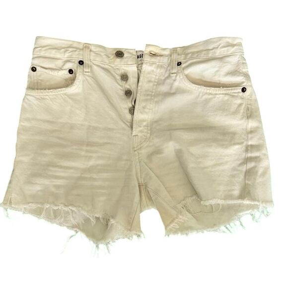 AGOLDE Parker Vintage Cutoff Denim Shorts White Size 27 High Rise Distressed - Picture 10 of 12